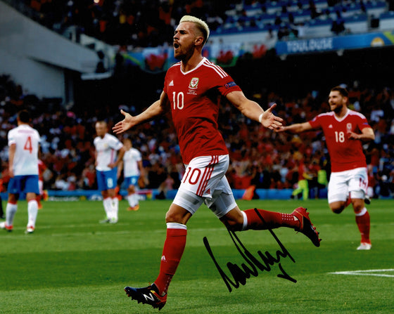 Aaron Ramsey Signed 10X8 Photo Wales Euro 2016 Genuine Signature AFTAL COA (1136