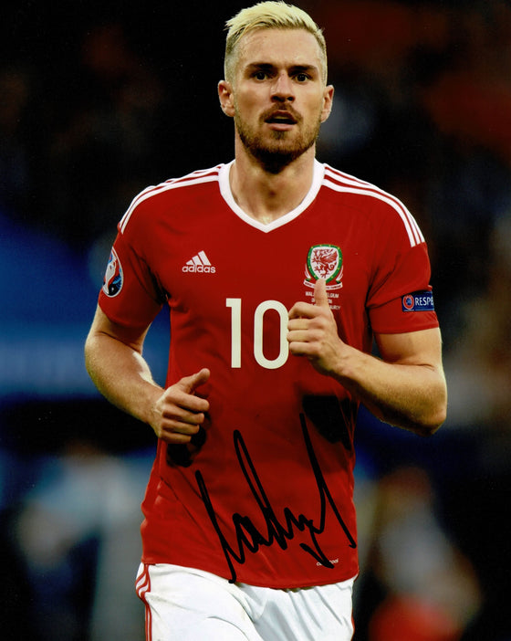 Aaron Ramsey Signed 10X8 Photo Wales Euro 2016 Genuine Signature AFTAL COA (1139