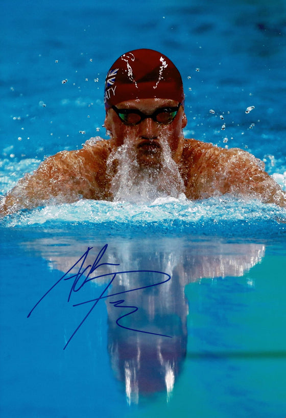 Adam Peaty Signed 12X8 Photo Rio 2016 Tokyo 2020 Genuine Signature AFTAL COA (D)