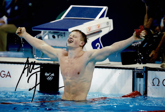 Adam Peaty Signed 12X8 Photo Rio 2016 Tokyo 2020 Genuine Signature AFTAL COA (G)
