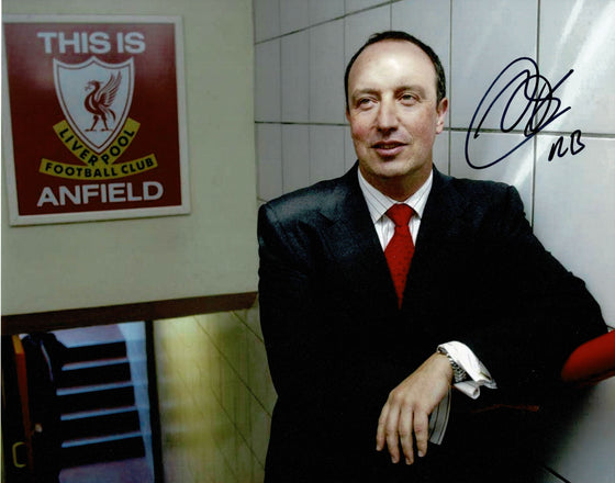 Rafael Benítez SIGNED 10X8 PHOTO Liverpool FC GENUINE SIGNATURE AFTAL COA (1236)