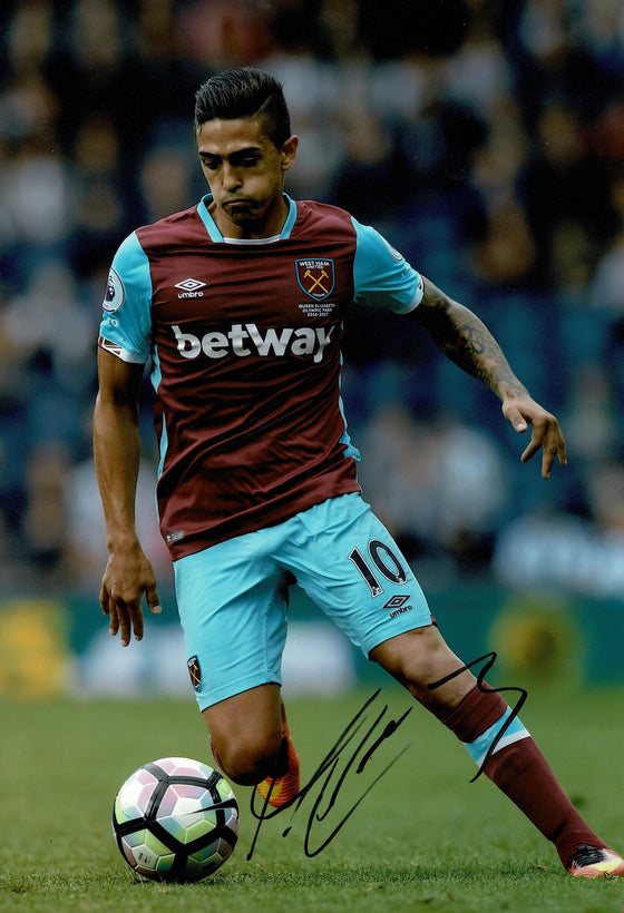 Manuel Lanzini SIGNED 12X8 Photo West Ham United F.C. AFTAL COA (1901)