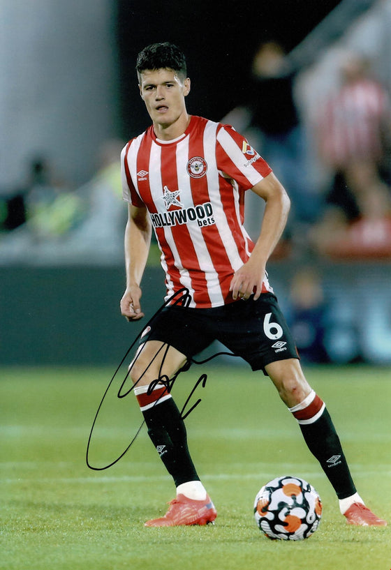 Christian Norgaard Signed 12X8 Photo Brentford F.C. Autograph AFTAL COA (1445)