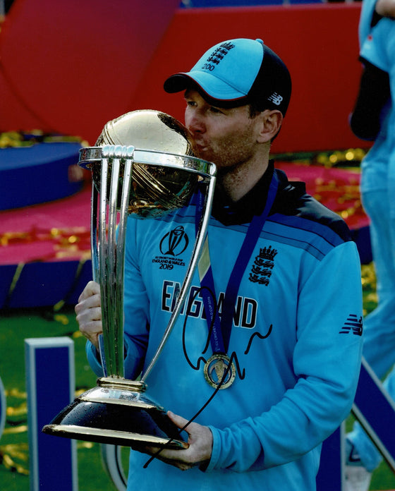 Eoin Morgan Signed 10X8 Photo 2019 World Cup Winning Captain AFTAL COA (2524)