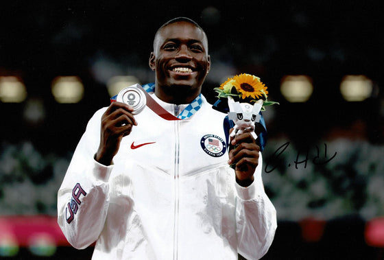 Grant Holloway Signed 12X8 Photo Tokyo 2020 Genuine Signature AFTAL COA (C)