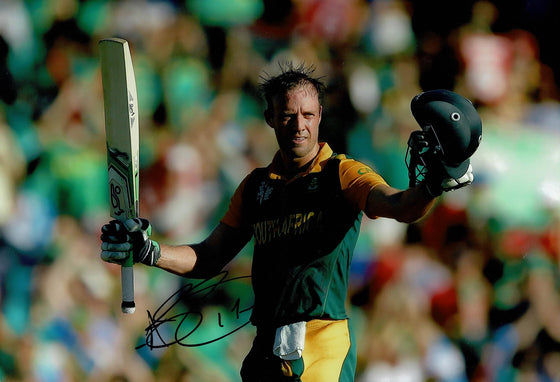 AB de Villiers Signed 12X8 Photo South African Cricket Legend AFTAL COA (2617)