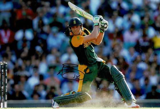 AB de Villiers Signed 12X8 Photo South African Cricket Legend AFTAL COA (2621)