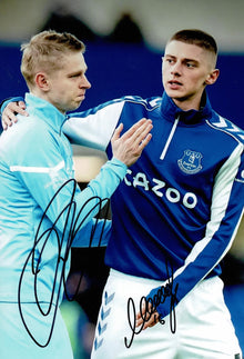  Oleksandr Zinchenko & Vitalii Mykolenko Signed 12X8 Photo Ukraine AFTAL COA 9011