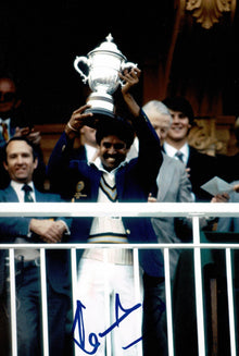  Kapil Dev Signed 12X8 Photo 1983 World Cup Genuine Signature AFTAL COA (2599)