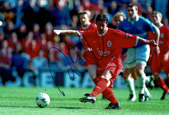 Robbie Fowler SIGNED 12X8 PHOTO GENUINE Liverpool FC SIGNATURE AFTAL COA (1693)