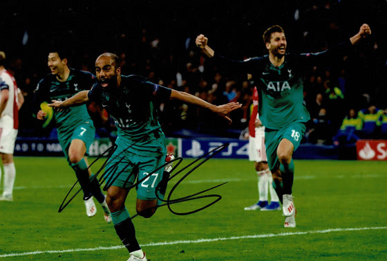 Lucas Moura Signed 12X8 Photo SPURS Tottenham Hotspur Iconic Ajax AFTAL COA 1431