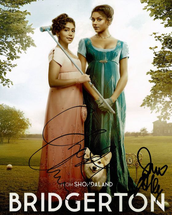 Simone Ashley & Charithra Chandran Signed 10X8 Photo Bridgerton AFTAL COA (5411)