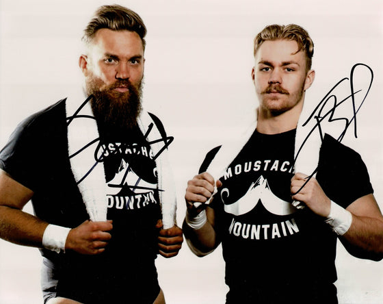 Moustache Mountain Seven & Bate SIGNED 10X8 PHOTO WWE AUTOGRAPH AFTAL COA (7008)