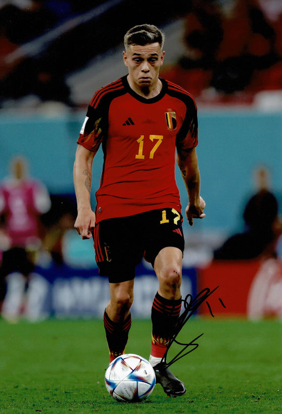 Leandro Trossard Signed Arsenal F.C. & Belgium 12X8 Photo AFTAL COA (1707)