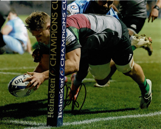 Alex Dombrandt Signed 10X8 Photo Harlequins & ENGLAND RUGBY AFTAL COA (2336)