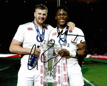  Maro Itoje & George Kruis Signed 10X8 England Rugby AFTAL COA (2367)