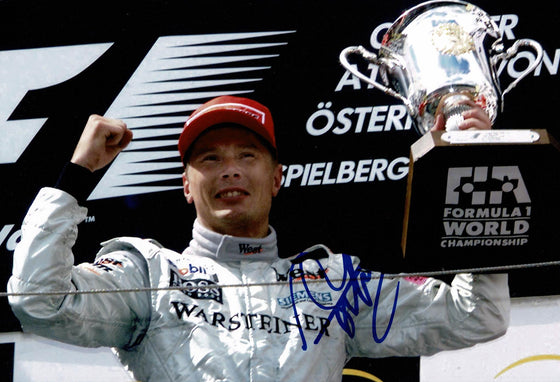 Mika Hakkinen Signed 12X8 Photo Genuine AUTOGRAPH Formula ONE AFTAL COA (3586)