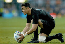  Dan Carter Signed 12X8 Photo ALL BLACKS 2015 RUGBY WORLD CUP AFTAL COA (2219)