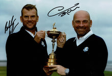  Thomas Bjorn & Robert Karlsson Signed 12X8 Photo 2018 RYDER CUP AFTAL COA (3079