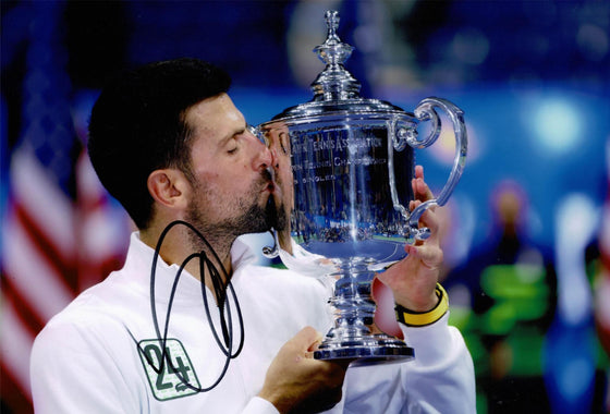 Novak Djokovic Signed 12X8 PHOTO Genuine Signature 24th Grand Slam AFTAL COA (C)