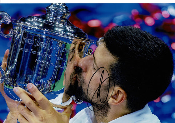 Novak Djokovic Signed 12X8 PHOTO Genuine Signature 24th Grand Slam AFTAL COA (F)