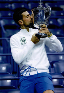  Novak Djokovic Signed 12X8 PHOTO Genuine Signature 24th Grand Slam AFTAL COA (G)