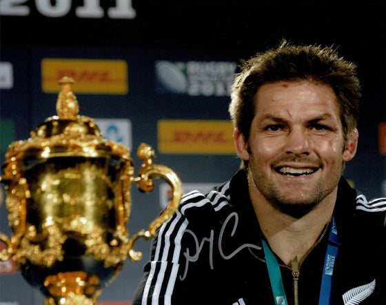 Richie McCaw Signed 10X8 Photo ALL BLACKS RUGBY WORLD CUP WINNER AFTAL COA (2356