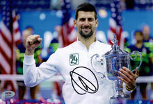  Novak Djokovic Signed 12X8 PHOTO Genuine Signature 24 Grand Slam AN53417 PSA COA