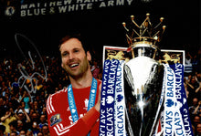  Petr Cech Signed 12X8 Chelsea F.C. Premier League Trophy Photo AFTAL COA (1682)