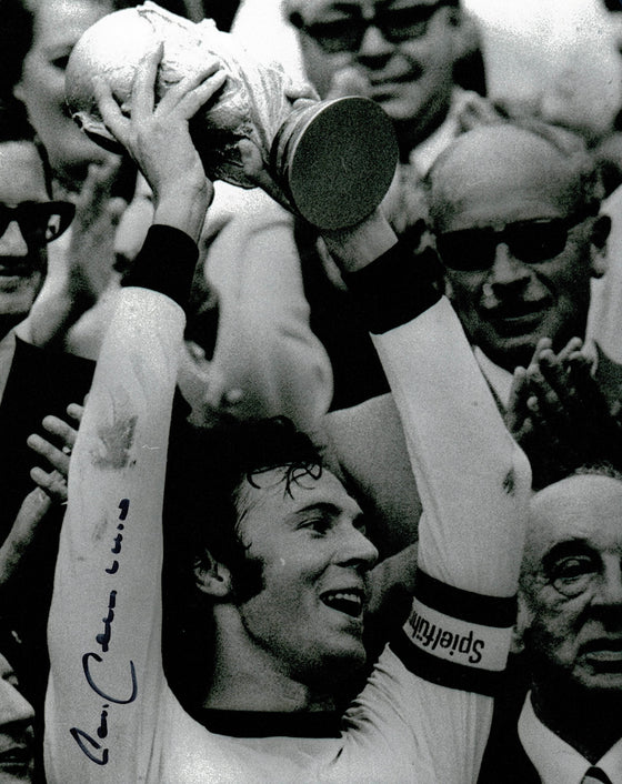 Franz Beckenbauer Signed 10X8 Photo 1974 World Cup Trophy AFTAL COA (1188)
