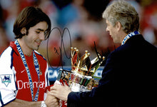  Arsene Wenger & Robert Pires Signed 12X8 Arsenal F.C. PHOTO AFTAL COA (9049)