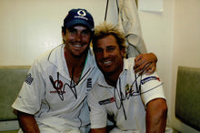  Shane Warne & Kevin Pietersen Signed 12X8 Photo Cricket Legends AFTAL COA (2598)