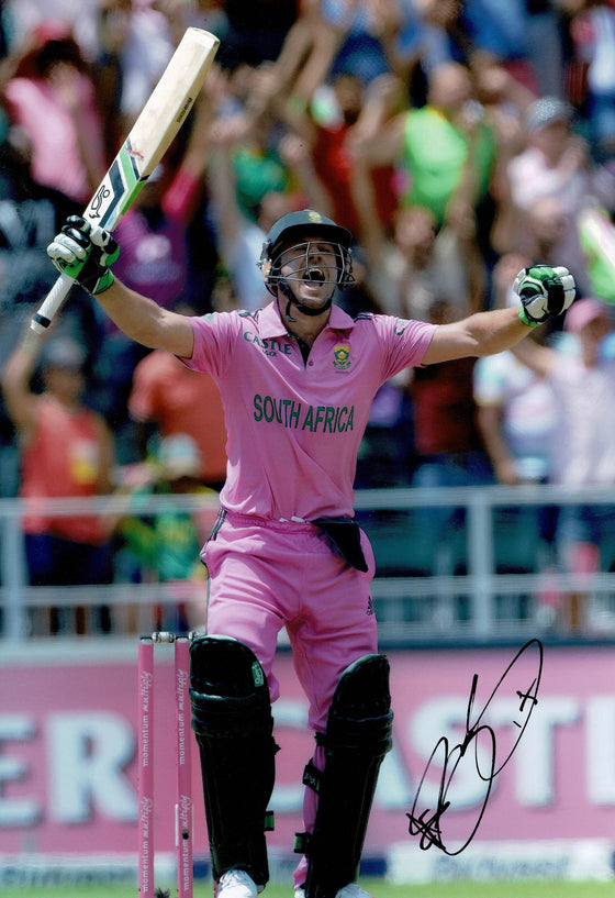 AB de Villiers Signed 12X8 Photo South African Cricket Legend AFTAL COA (2610)