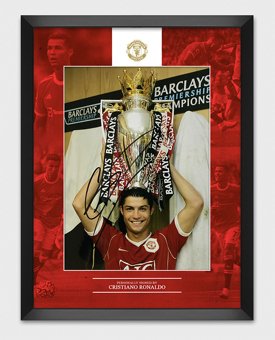 Cristiano Ronaldo Signed & Framed 10X8 Photo Manchester United Genuine AFTAL COA