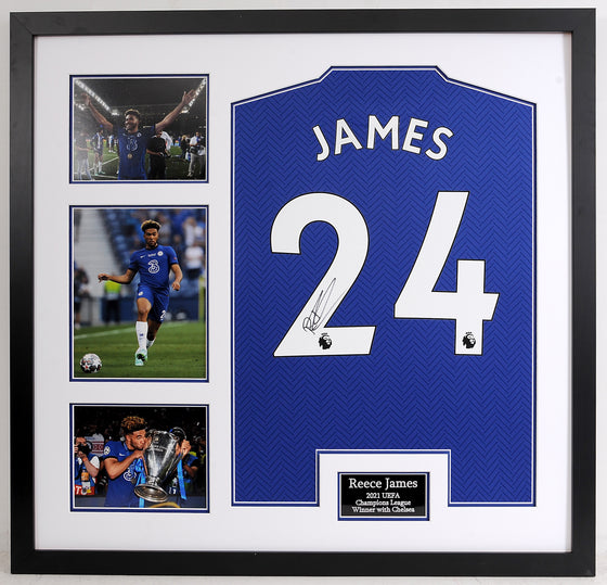 Reece James Signed & Framed Chelsea F.C. Champions League Shirt AFTAL COA (B)