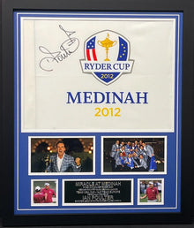  Ian Poulter SIGNED Medinah 2012 Ryder Cup PIN FLAG With Exact PROOF AFTAL COA