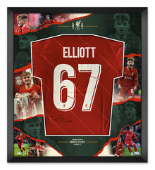  Harvey Elliott Signed & Framed Liverpool Shirt League Cup Exact PROOF AFTAL COA