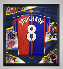  Hristo Stoichkov SIGNED & FRAMED Iconic SHIRT Barcelona AFTAL COA