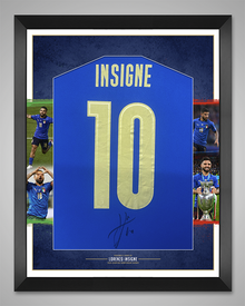 Lorenzo Insigne Signed & Framed Shirt Italy ITALIA Euro 2020 AFTAL COA