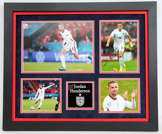 Jordan Henderson Signed & FRAMED Photo Mount Display England Euro 2020 AFTAL COA
