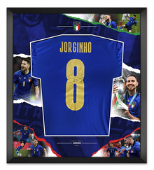 Jorginho Signed & Framed Shirt Italy ITALIA Euro 2020 Genuine Item AFTAL COA