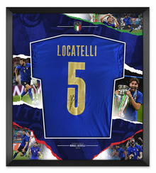  Manuel Locatelli Signed & Framed Shirt Italy ITALIA Euro 2020 AFTAL COA