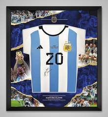  Alexis Mac Allister Signed & Framed Argentina Shirt World Cup Winner AFTAL COA