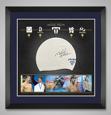  Michael Phelps Signed & Framed Swimming Cap Olympic Memorabilia AFTAL COA