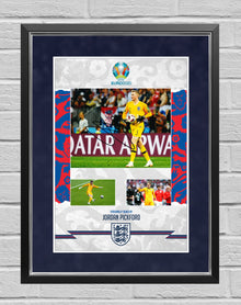  Jordan Pickford Signed & Framed 10X8 Photo Mount England Euro 2020 AFTAL COA