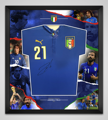  Andrea Pirlo Signed & Framed ITALY Jersey ITALIA Footballing LEGEND AFTAL COA
