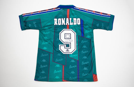 Ronaldo Signed Shirt FC Barcelona & Brazil Genuine Signature AFTAL COA