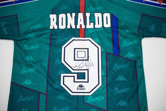 Ronaldo Signed Shirt FC Barcelona & Brazil Genuine Signature AFTAL COA