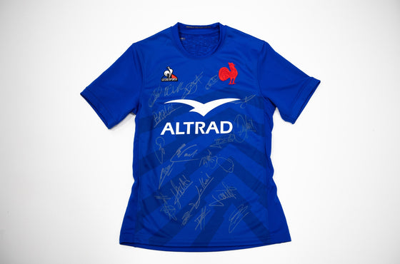 France Signed Rugby Jersey Shirt Genuine Signature AFTAL COA