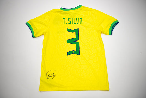 Thiago Silva Signed Brazil SHIRT Genuine Signature AFTAL COA